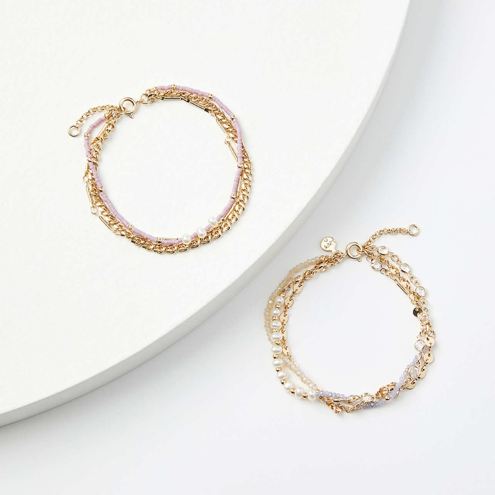 Pearlized Beaded Bracelet Set